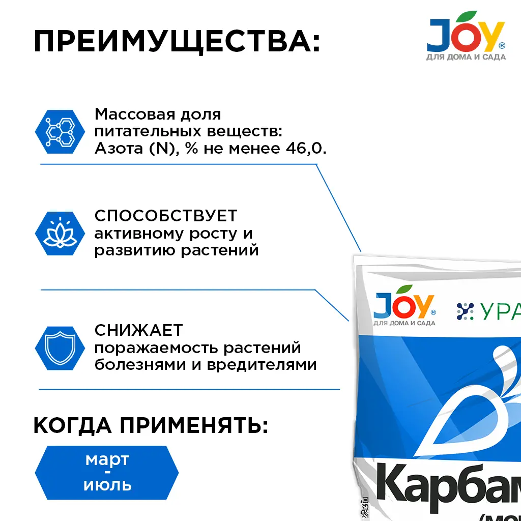 картинка Удобрение минеральное JOY "Карбамид" мочевина, 1 кг