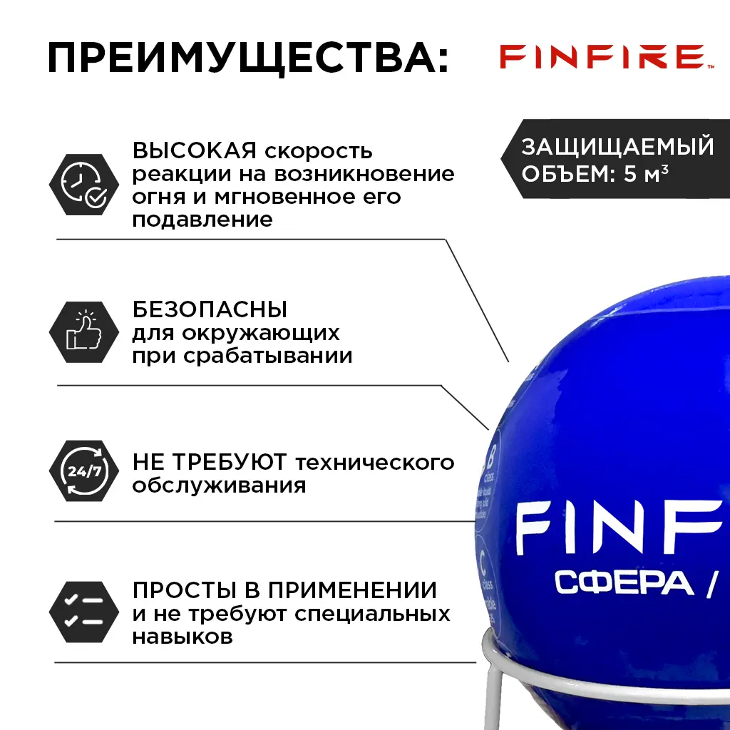картинка Автономное устройство пожаротушения FINFIRE "СФЕРА", 1 шар, Синий